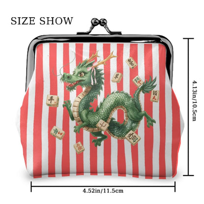 Dragontales Mahjong Women's Leather Kiss Lock Coin Purse - Splash Of Mahj And Color Co.