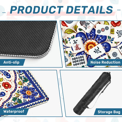 Blue Porcelain Garden Mahjong Mat - Splash of Color Co.