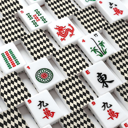 Harlequin Romance Black American Mahjong Tiles And Carry Case