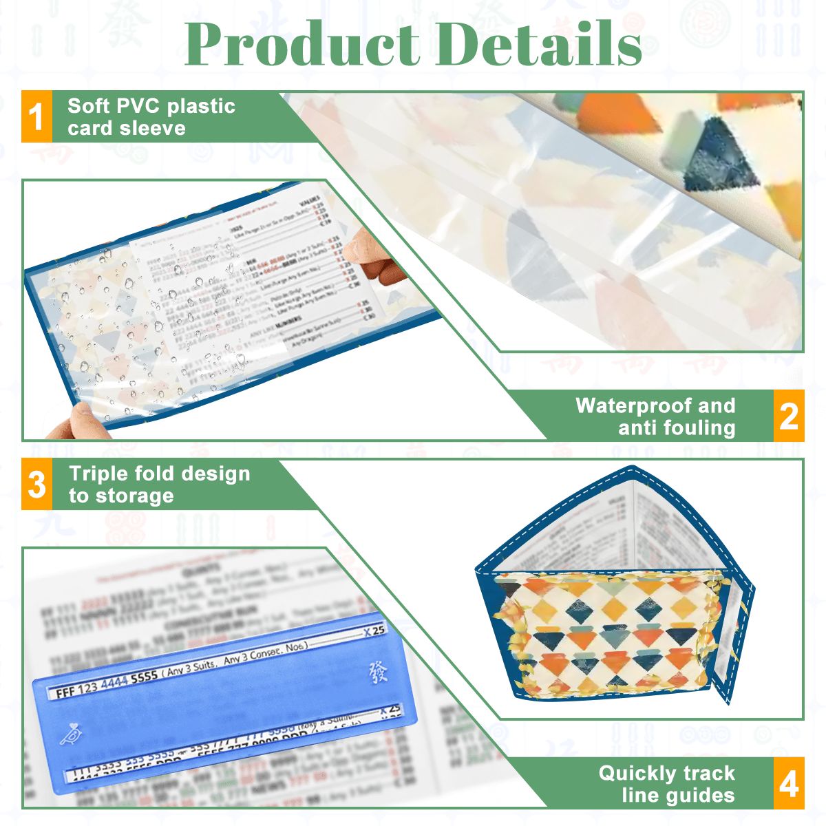Modern Mazel 4 Mahjong Card Holder with Line Finder - Splash of Color Co.
