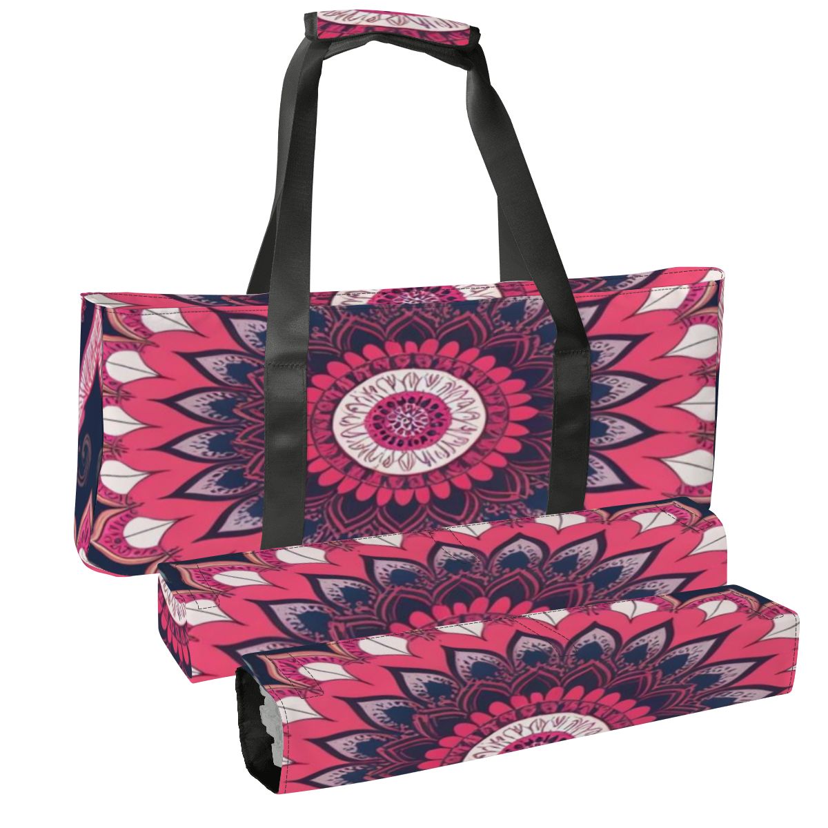 Boho Mandala, Pink, Purple Mahjong Rack And Tile Bag Set - Splash of Color Co.