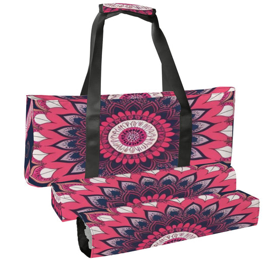 Boho Mandala, Pink, Purple Mahjong Rack And Tile Bag Set - Splash of Color Co.