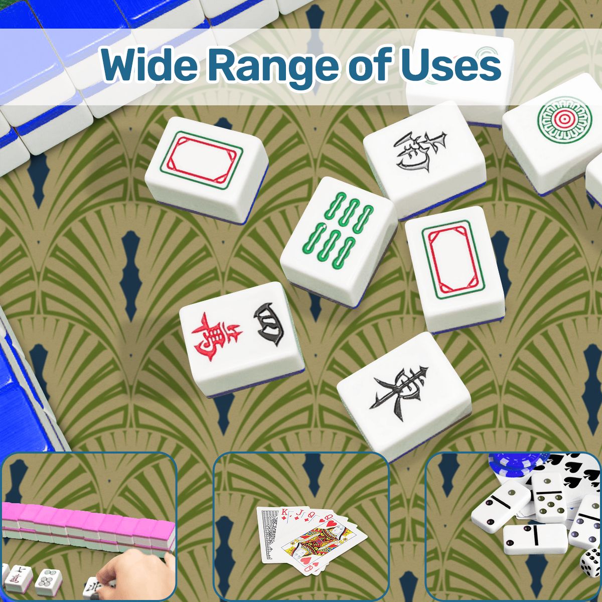 Art Deco Designed Mahjong Mat, Green Blue Speakeasy Collection - Splash of Color Co.