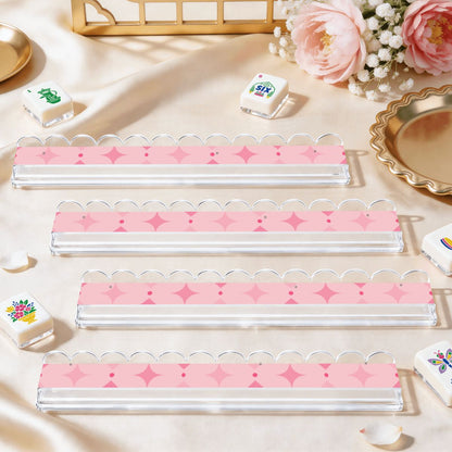 Bubblegum Pink Extended Mahjong Rack Set of 4 Scalloped Magnetic Tile Pusher 20' - Splash Of Mahj And Color Co.
