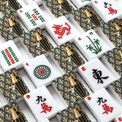 Midnight Blue Art Deco American Mahjong Tiles And Carry Case