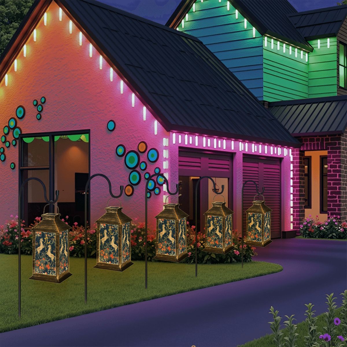 Year Of The Fire Horse Asian Garden Solar Lantern - Splash of Color Co.