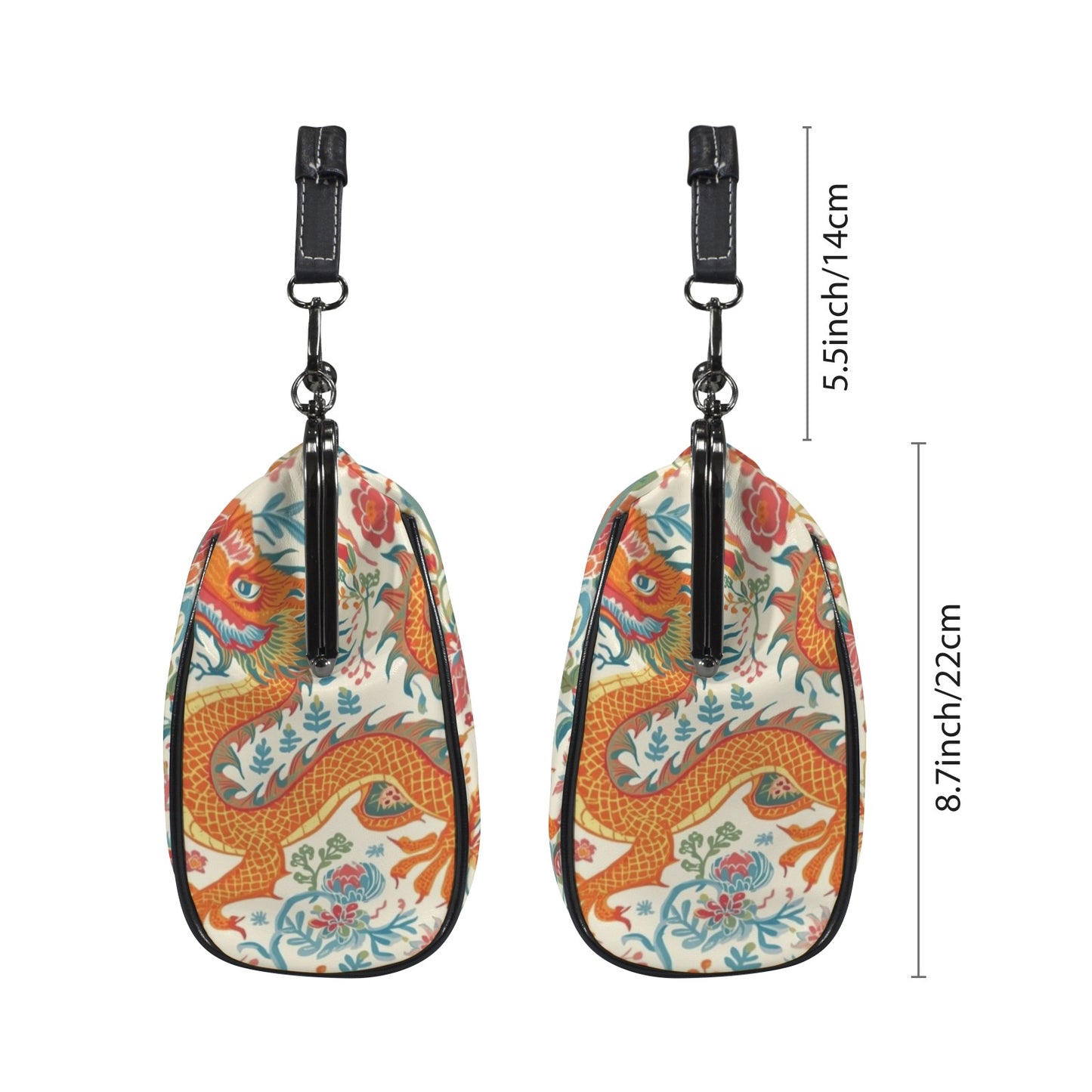 Asian Dragon Bold And Eclectic Modern Vintage Kisslock Shoulder Handbag - Splash of Color Co.