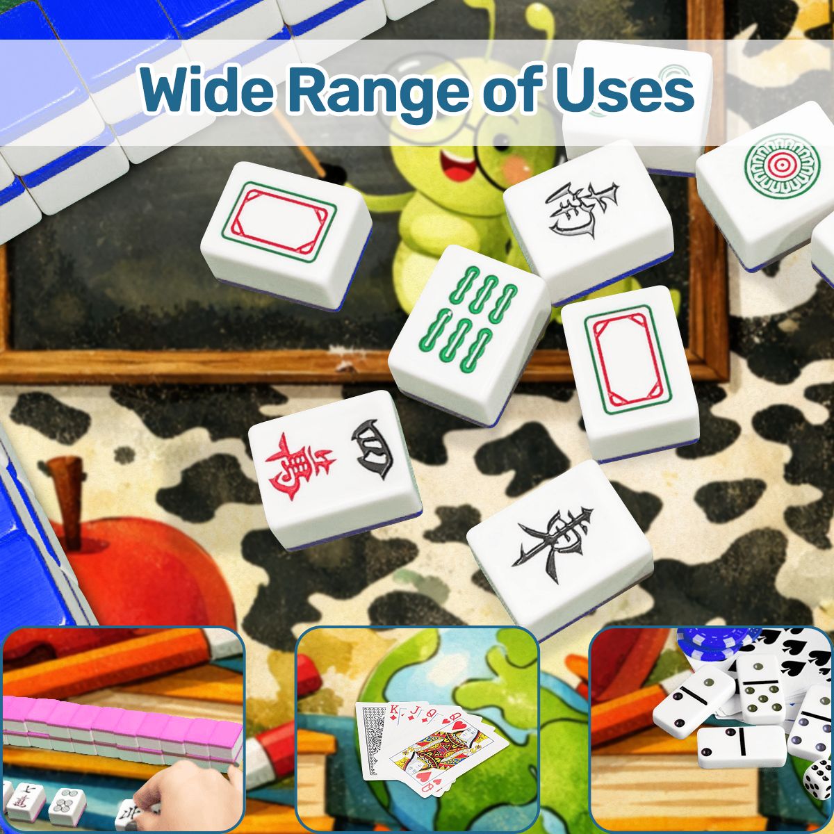 Lucky Schoolhouse Teacher Mahjong Mat, Watercolor Designed With Whimsy - Splash of Color Co.