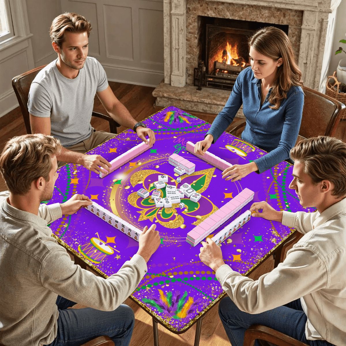 Mardi Gras Mahjong On Bourbon Street Carnival Glitz Mahjong Mat - Splash of Color Co.