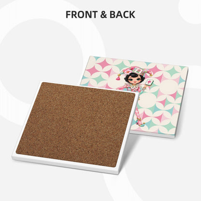 Mahjie The Mascot Mahjong Table Ceramic Coaster Set - Splash Of Mahj And Color Co.