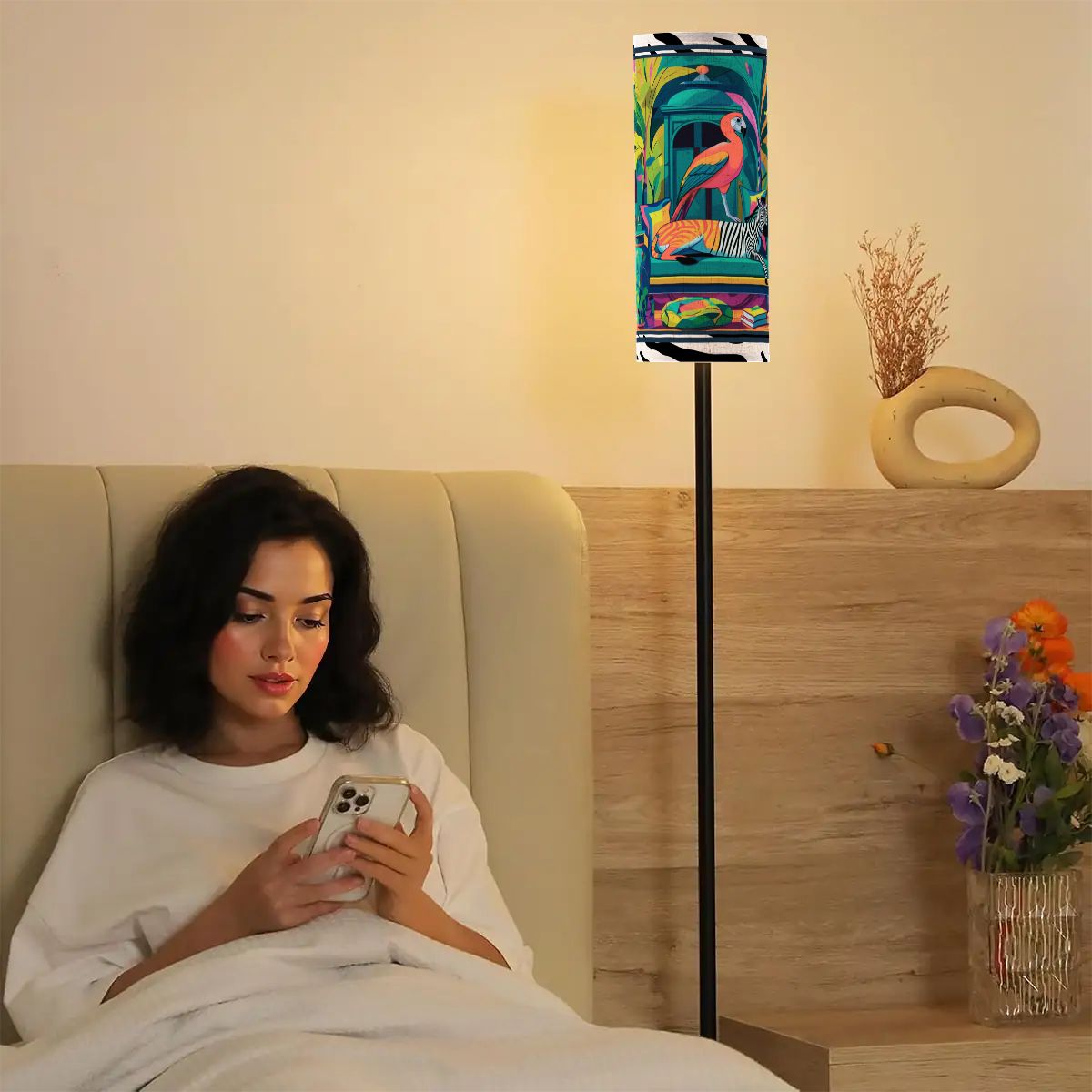 Wild Thang Zebra Print Modern Book Nook Floor Lamp - Splash of Color Co.