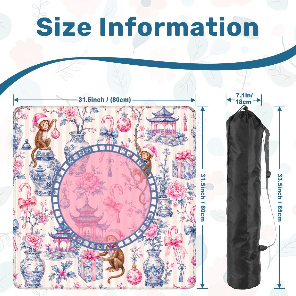 Monkey Elves Chinoiserie Holiday Mahjong Mat