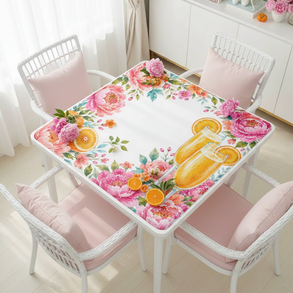 Mahjong And Mimosas Floral Pink And Orange Mahjong Mat - Splash Of Mahj And Color Co.