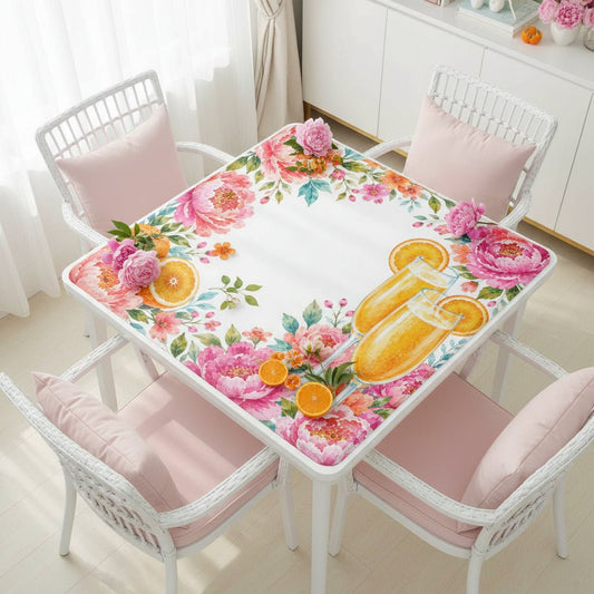Mahjong And Mimosas Floral Pink And Orange Mahjong Mat - Splash Of Mahj And Color Co.
