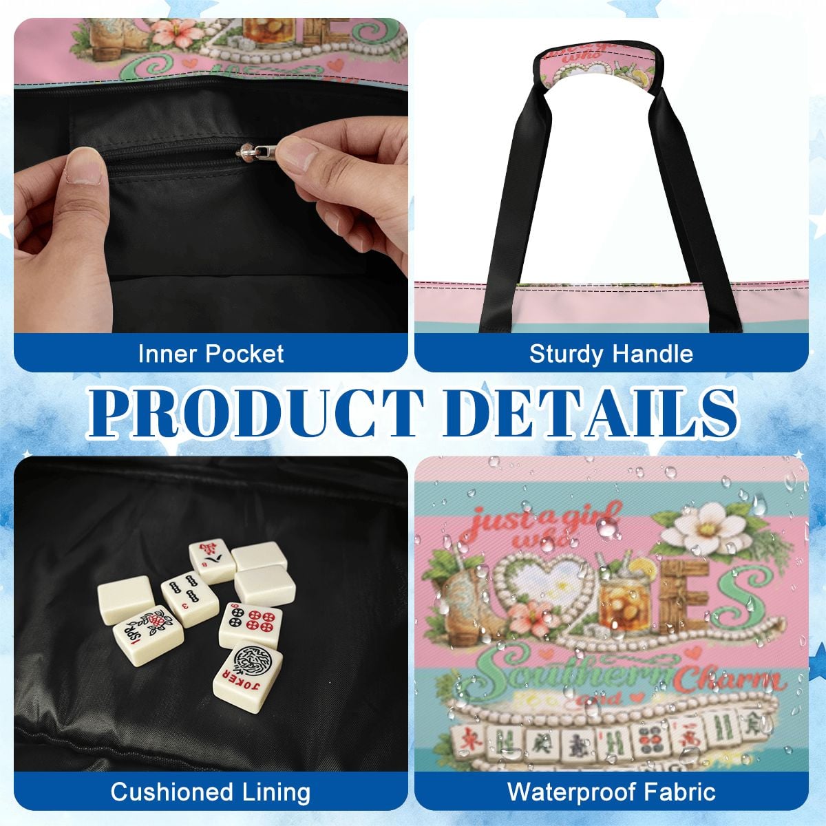 Just A Girl Who Loves Southern Charm and Mahjong Mahjong Bag Bundle Set - Splash of Color Co.