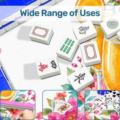 Mahjong And Mimosas Floral Pink, Orange Round Mahjong Mat