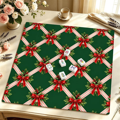 Evergreen & Bows Vintage Christmas Mahjong Mat Sleek Surface