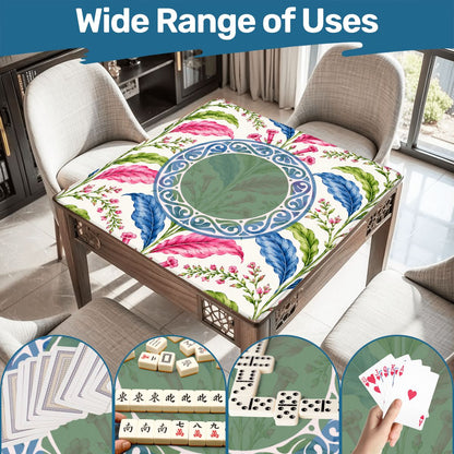 Vintage Tobacco Leaf Chinoiserie Mahjong Mat 33"x33"