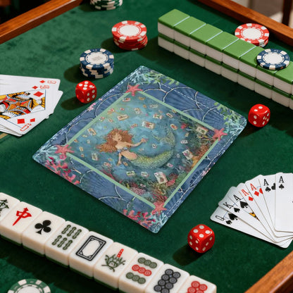Under The Sea Mermaid Designed 4 Mahjong Card Holder with Line Finder - Splash of Color Co.