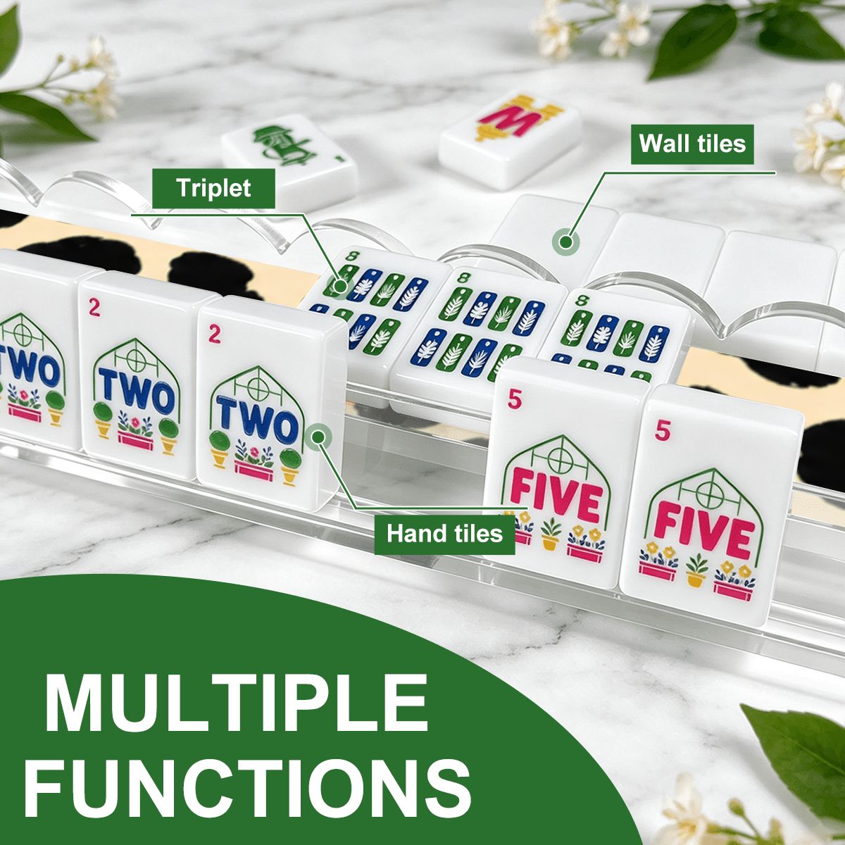 Leaopard Print Wild Thing Extended Mahjong Rack Set of 4 Scalloped Magnetic Tile Pusher - Splash Of Mahj And Color Co.