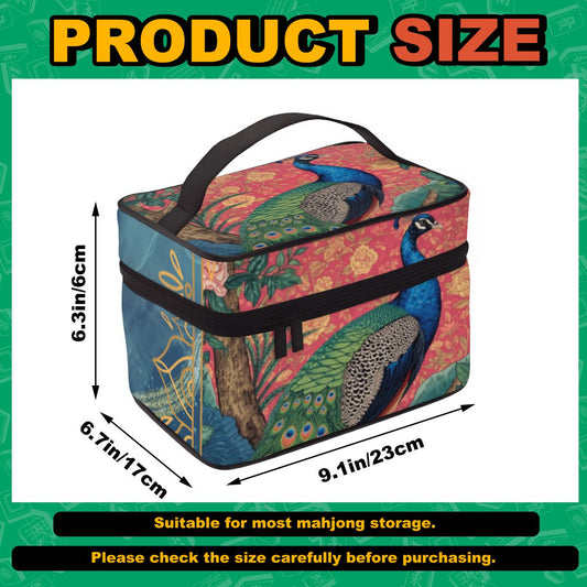 Elegant Peacock Preppy Chinoiserie Portable Mahjong Bag