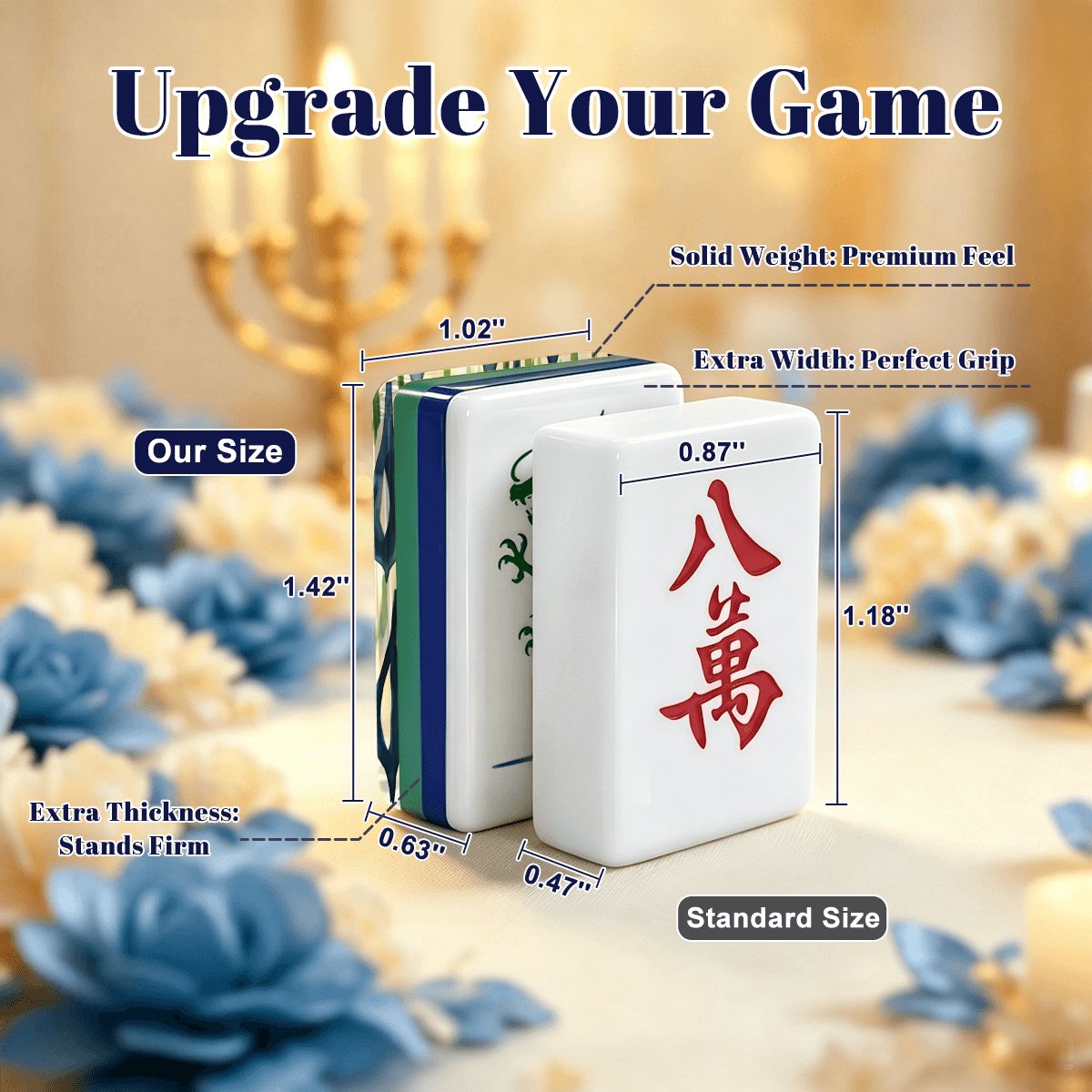 Ikat Watercolor Blue And Green Hanukkah Mahjong Tiles And Carry Case - Splash Of Mahj And Color Co.