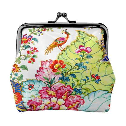 Tobacco Leaf Bam Bird Women's Leather Kiss Lock Coin Purse