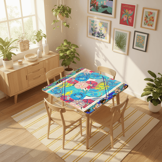 Capri Sunshine Floral Art Deco Mahjong Mat - Splash of Color Co.