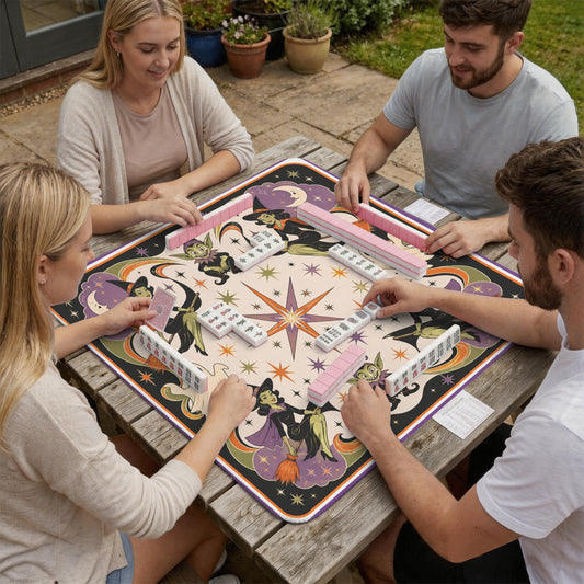Witches And Ghouls Halloween Mahjong Mat - Splash Of Mahj And Color Co.
