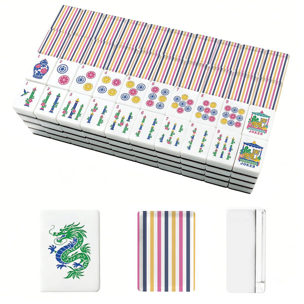 Preppy Pastel Striped American Chinoiserie Mahjong Tiles