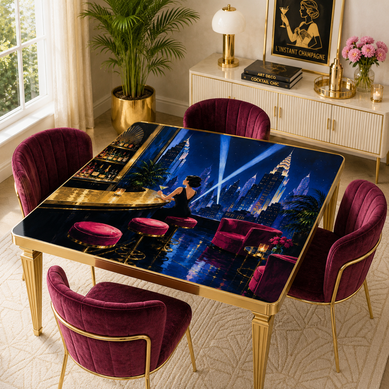 Midnight At The Oasis Art Deco Mahjong Mat