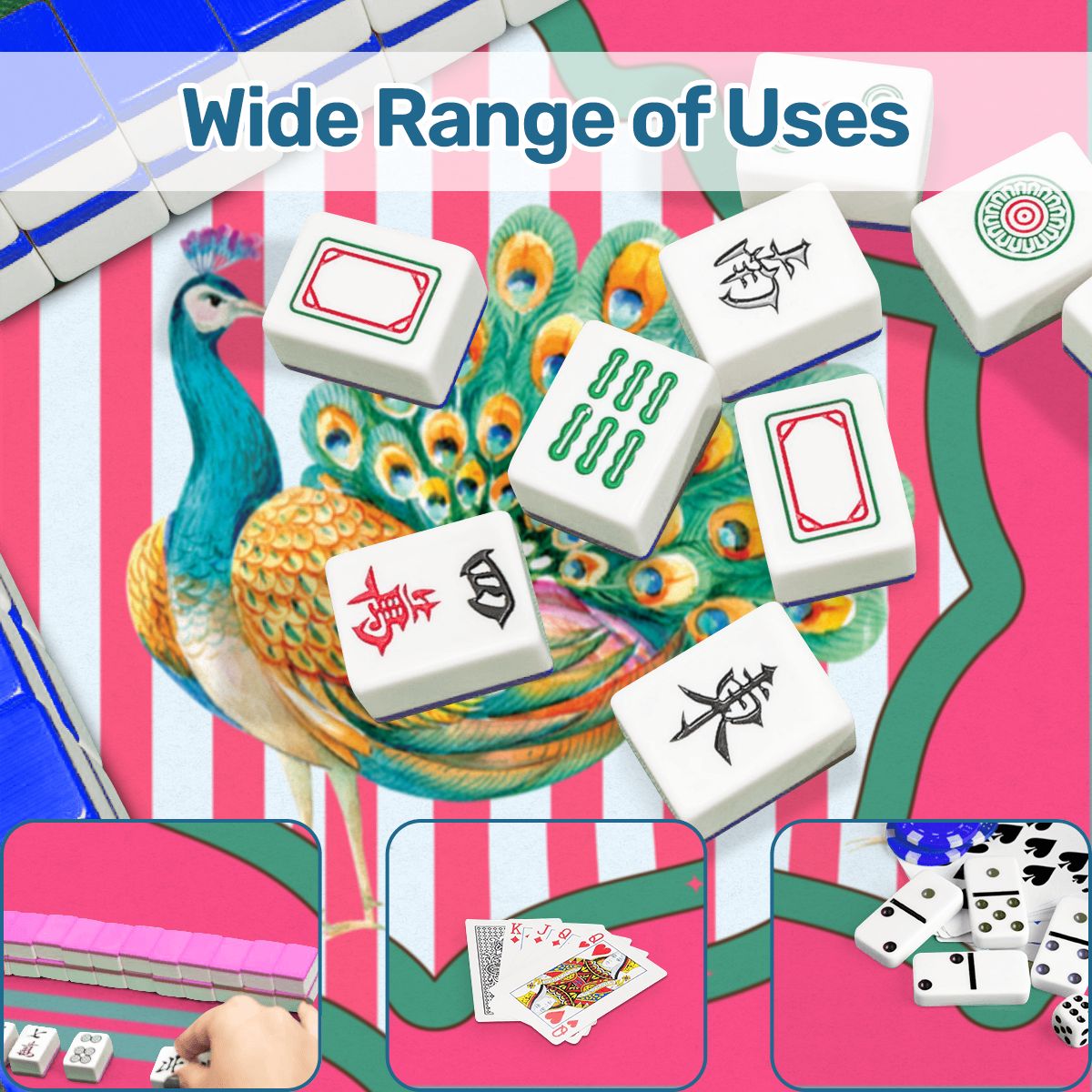 Pretty As A Peacock Hot Pink Mahjong Mat - Splash of Color Co.