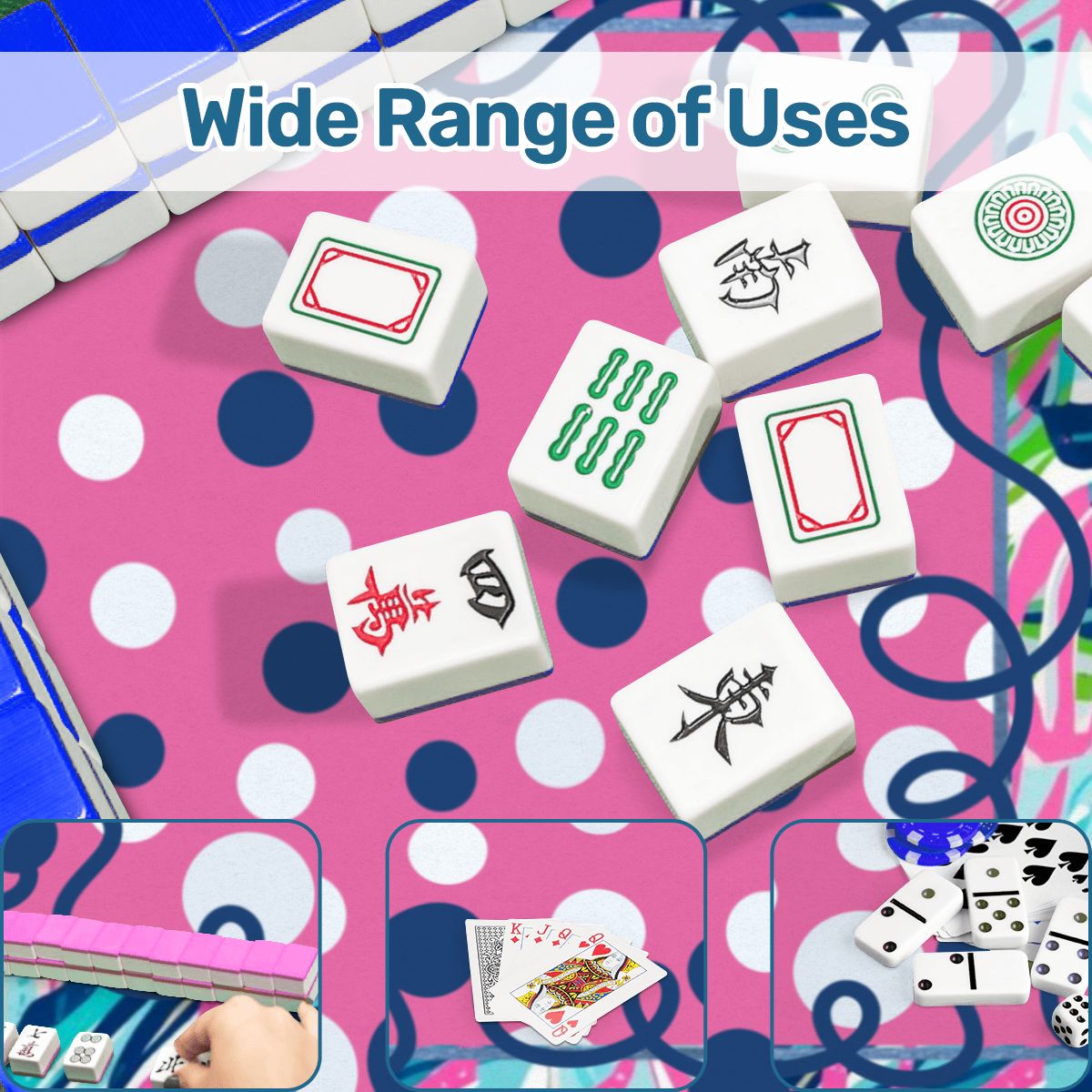 Preppy Whimsical Pastel Polka Dots Scalloped Mahjong Mat - Splash of Color Co.