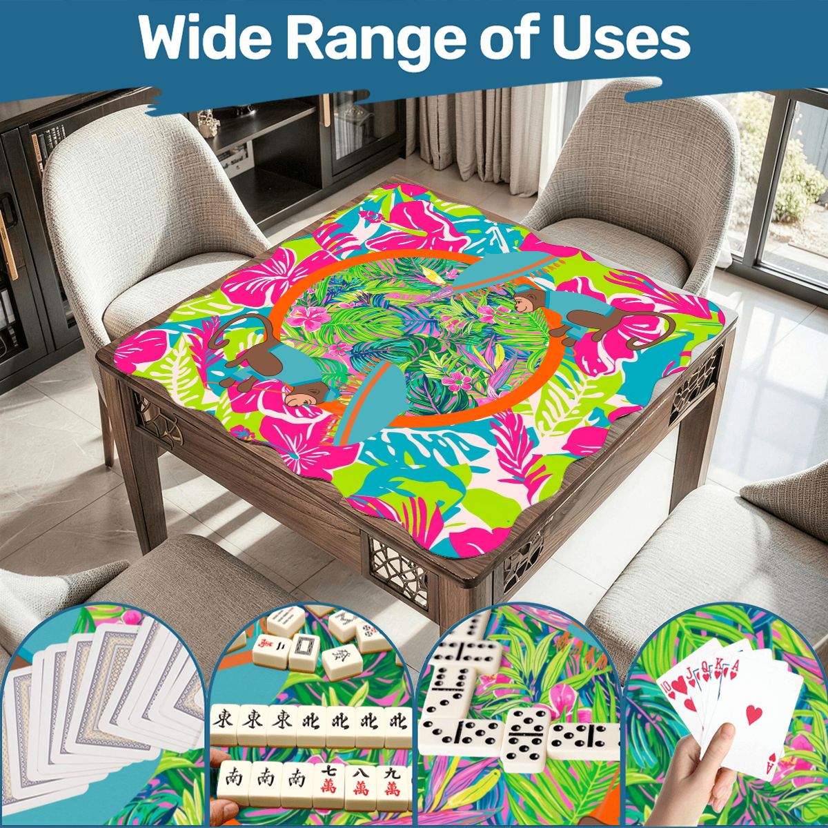 Scalloped Mahjong Mat Lime In The Coconut Monkey Mat - Splash of Color Co.