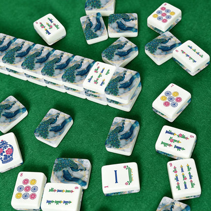 Gilded Marbles Blue And Gold Peacock Chinoiserie American Mahjong Tiles And Carry Case - Splash Of Mahj And Color Co.