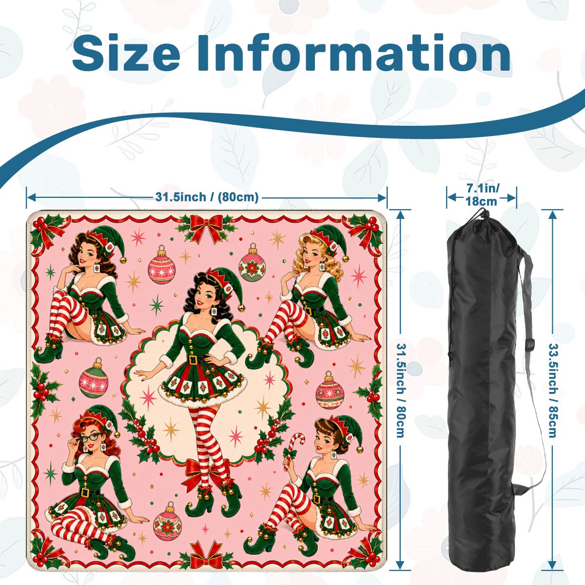 Sexy Vixen Christmas Elves Mahjong Christmas Mat - Splash Of Mahj And Color Co.