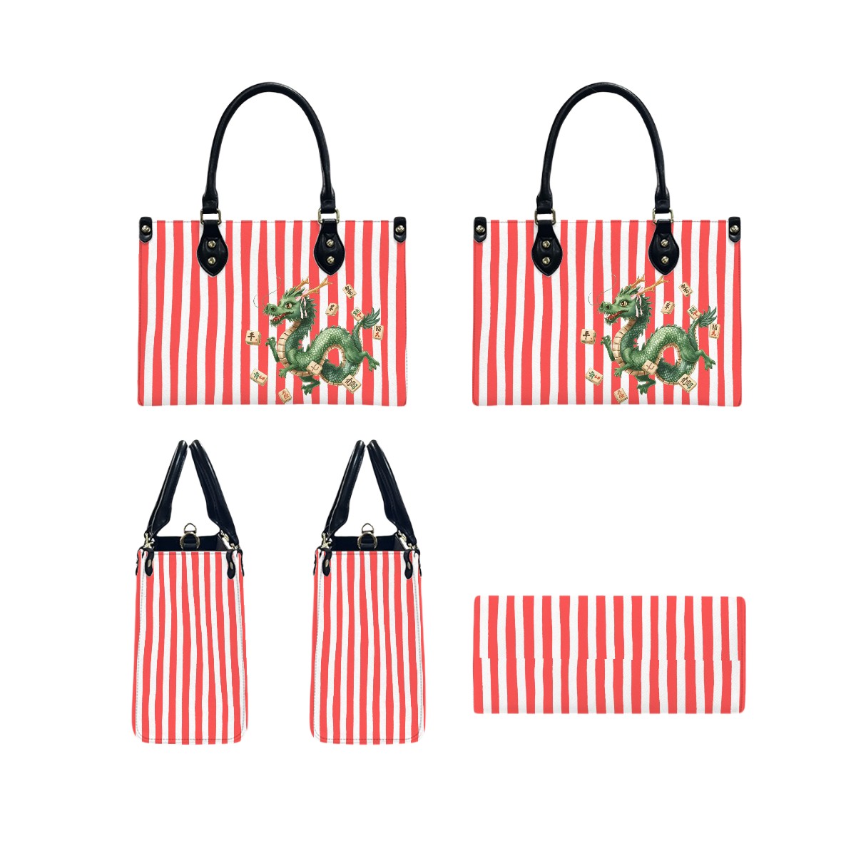 Summer Dragon Preppy Coral Striped Handbag/Shoulderbag