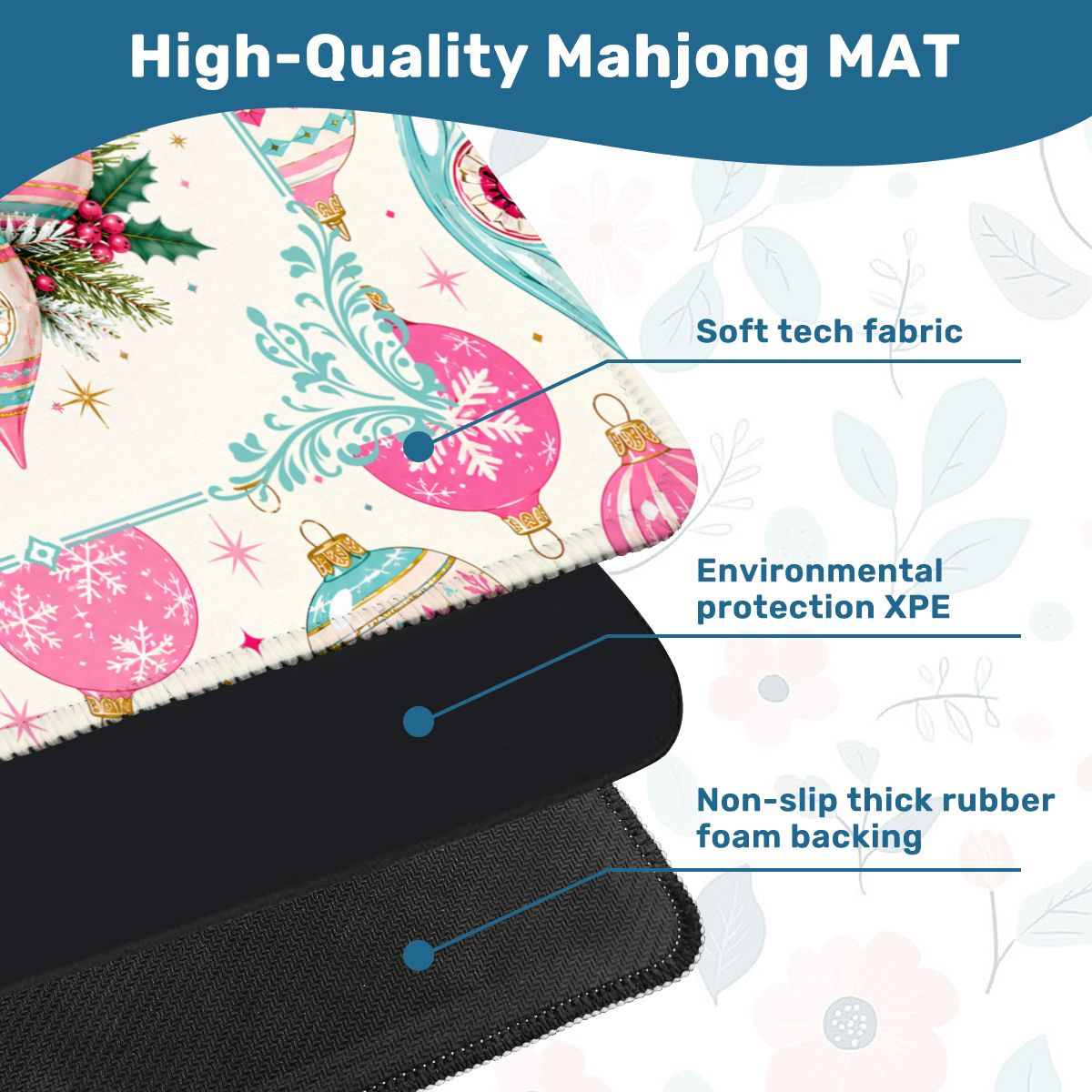 Shiny And Brite Nostalgic Mahjong Christmas Mat - Splash Of Mahj And Color Co.