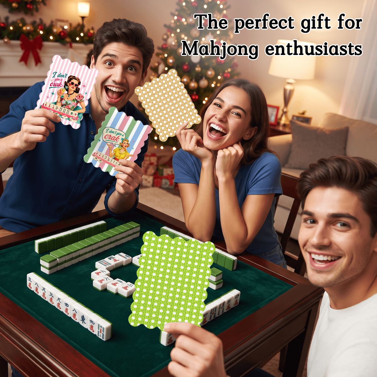 Funny I Don't Give A Crak Scalloped Mahjong Shuffler Cards  Set of 4