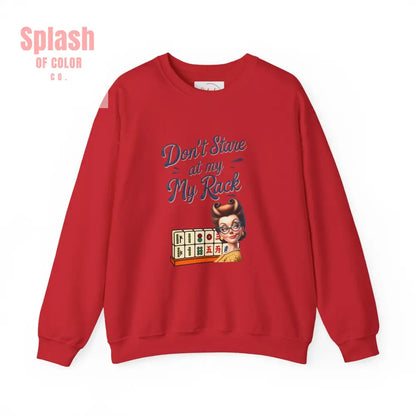 Don’t Stare At My Rack Funny Mahjong Quirky Graphic Sweatshirt Fun Gift for Mahj Gamers - S / Red - Sweatshirt
