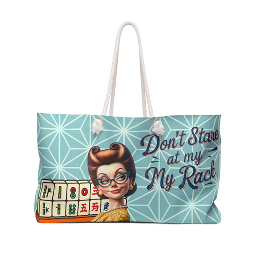 Don’t Stare At My Rack Funny Mahjong Tile Tote Bag Weekender Bag for Mahj Game Lovers Tote - 24’’ × 13’’ - Bags