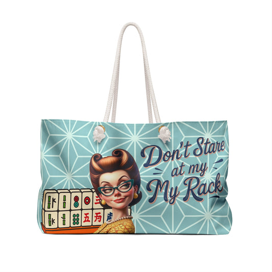 Don’t Stare At My Rack Funny Mahjong Tile Tote Bag Weekender Bag for Mahj Game Lovers Tote - 24’’ × 13’’ - Bags