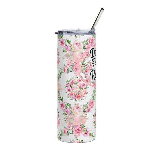 Don’t Stare at My Rack Mahjong Player Gift Funny Mahj Travel Mug Gift for Her Pink Flower Tumbler - 20oz / White - Mug
