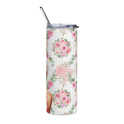 Don’t Stare at My Rack Mahjong Player Gift Funny Mahj Travel Mug Gift for Her Pink Flower Tumbler - 20oz / White - Mug
