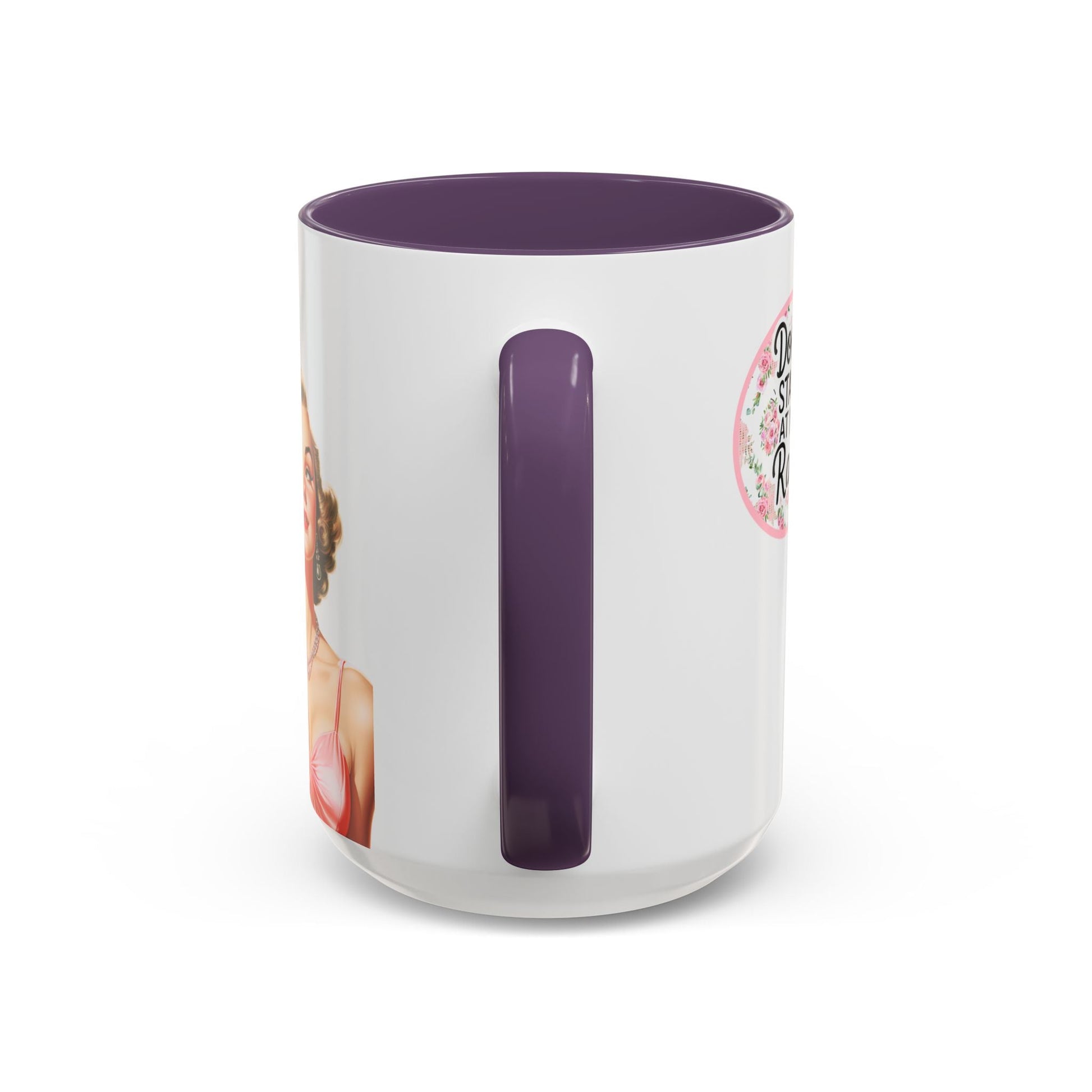 Don’t Stare At My Rack Mahjong Player Gift Funny Mahjong Playful Vintage Vibe Pin Up Girl Mahj Game Night 15 oz. Mug