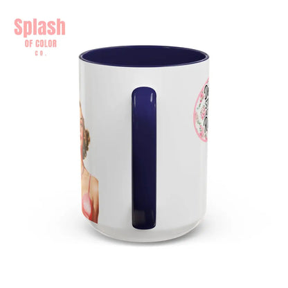 Don’t Stare At My Rack Mahjong Player Gift Funny Mahjong Playful Vintage Vibe Pin Up Girl Mahj Game Night 15 oz. Mug