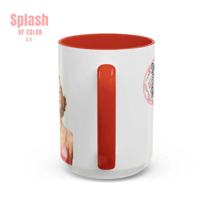 Don’t Stare At My Rack Mahjong Player Gift Funny Mahjong Playful Vintage Vibe Pin Up Girl Mahj Game Night 15 oz. Mug