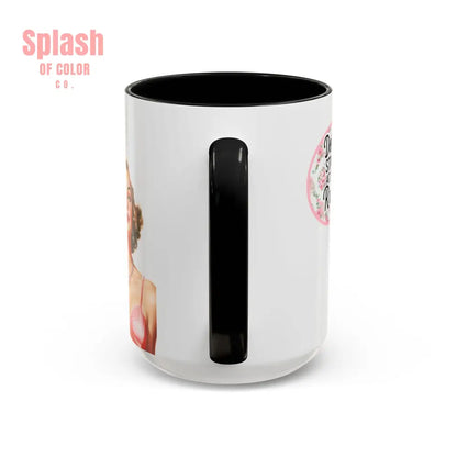 Don’t Stare At My Rack Mahjong Player Gift Funny Mahjong Playful Vintage Vibe Pin Up Girl Mahj Game Night 15 oz. Mug