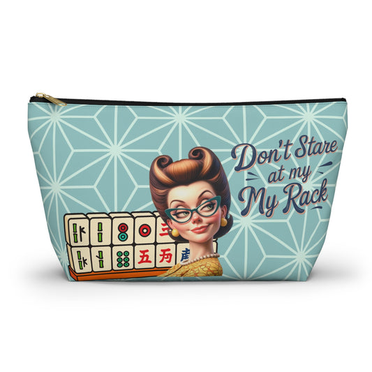 Don’t Stare At My Rack Mahjong Tile Pouch Funny Mahjong Player Gift Sassy Cheeky Mahj Lover Gift Ideas - Large / Black