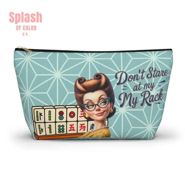 Don’t Stare At My Rack Mahjong Tile Pouch Funny Mahjong Player Gift Sassy Cheeky Mahj Lover Gift Ideas - Large / Black